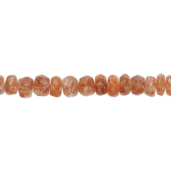 Sunstone 1pkg1, hand-cut faceted rondelle bead natural 13 inch 5x2mm-7x5mm image number 0