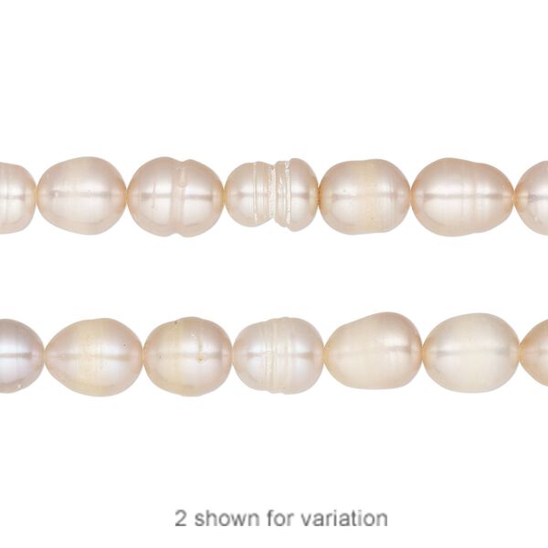Pearl, cultured freshwater, mauve / peach / cream, 6mm rice, D- grade, Mohs hardness 2-1/2 to 4. Sold per 16-inch strand. image number 0