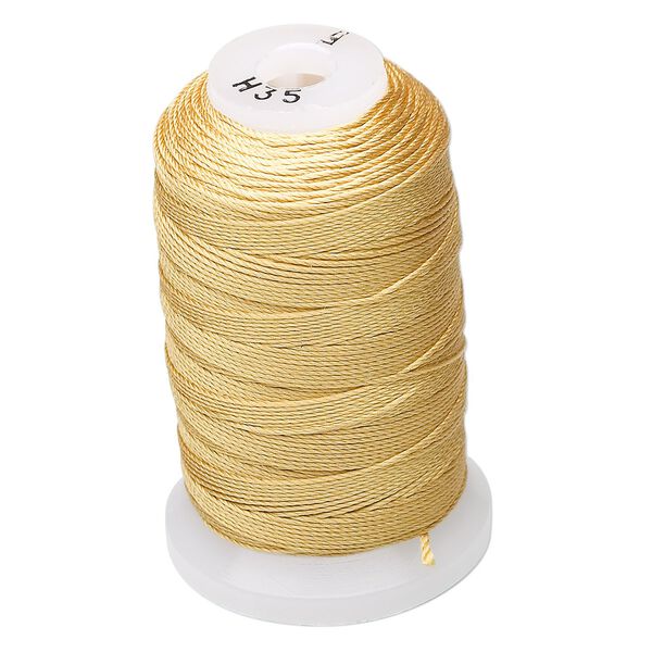 Thread, Purely Silk™, gold, size F. Sold per 140-yard spool. image number 0