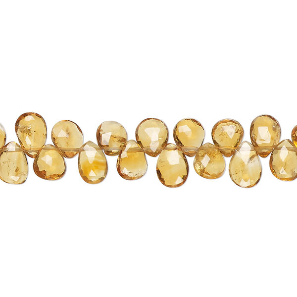 Golden citrine 1pkg1, hand-cut top-drilled faceted puffed teardrop bead 8 inch 6x4mm-8x5mm image number 0