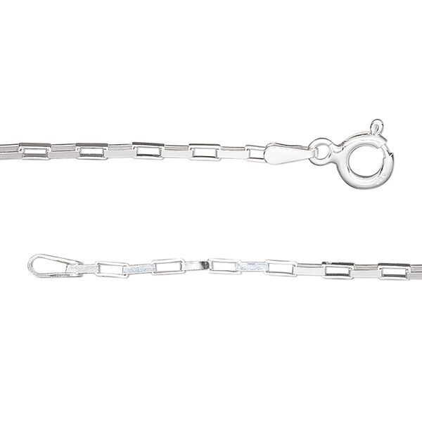 Chain, sterling silver, 1.5mm long box, 24 inches with clasp. Sold individually. image number 0