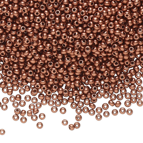 Seed bead, Preciosa Ornela Czech glass, pkg/500g, #11 rocaille, opaque soft gold metallic alabaster, (01780). image number 0