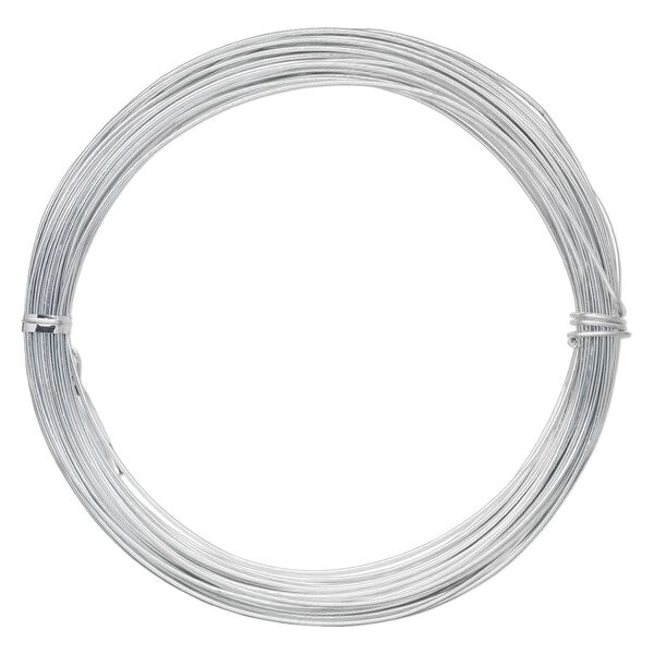 Wire, anodized aluminum, silver, 1.5mm round, 14 gauge. Sold per pkg of 45 feet. image number 0