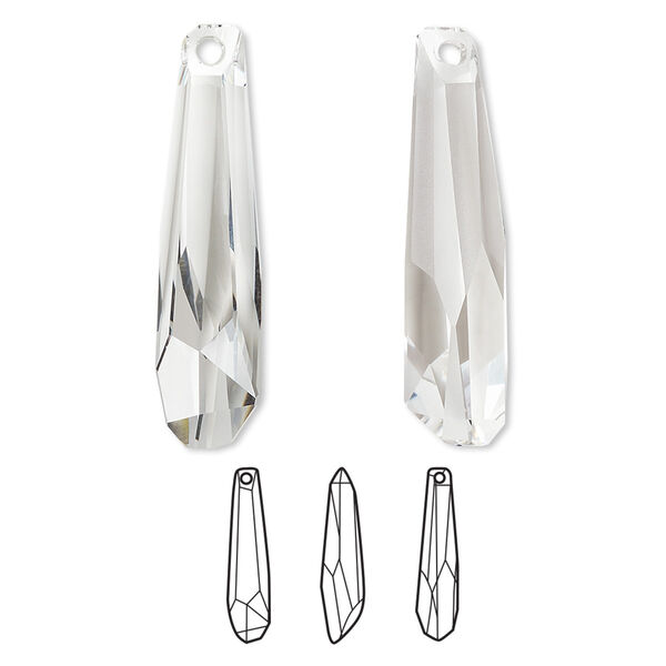 Focal 1pk crystal partially frosted, Crystal Passions® 30x7mm pendant crystalacite 6017/G image number 0
