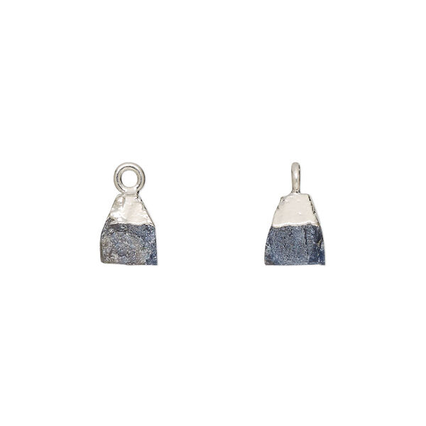Blue sapphire / sterling silver 1pkg1, electrocoated hand-cut nugget drop B grade, 8x5mm-9x7mm image number 0