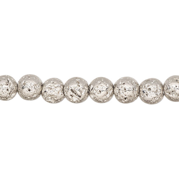 Lava rock 1pkg1, electrocoated round bead 15.5-16 inch 6-7mm image number 0