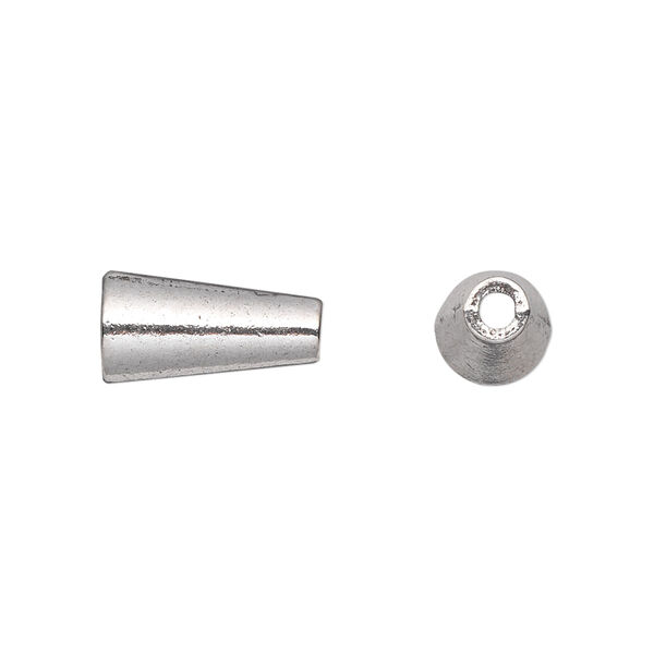 Cone, antique silver-plated "pewter" (zinc-based alloy), 14x8mm with 5.5mm inside diameter. Sold per pkg of 20. image number 0