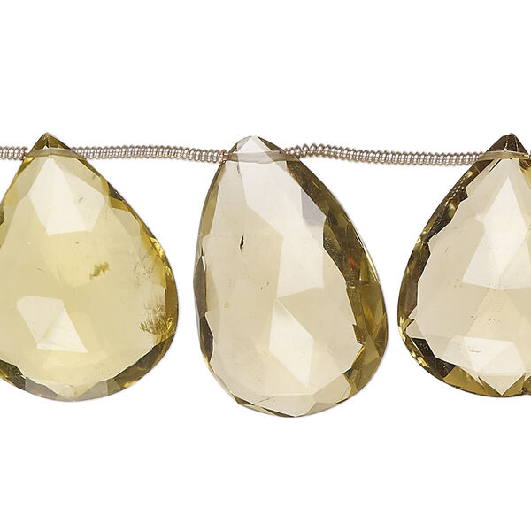 Golden quartz 1pkg9, hand-cut top-drilled faceted puffed teardrop bead 20x14mm-24x18mm image number 0