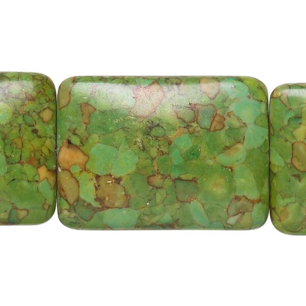 Mosaic "turquoise" (magnesite) 1pkg6, rectangle bead 30x22mm image number 0