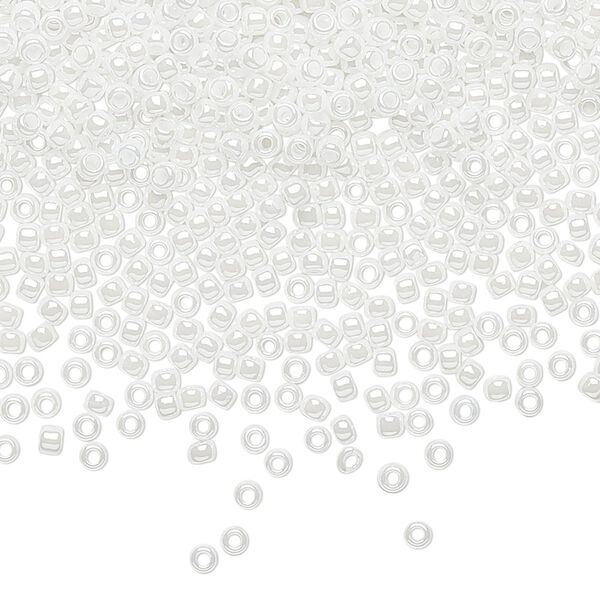 Seed bead, TOHO BEADS®, glass, pkg/7.5g, #11 round, opaque luster white (TR-11-121). image number 0