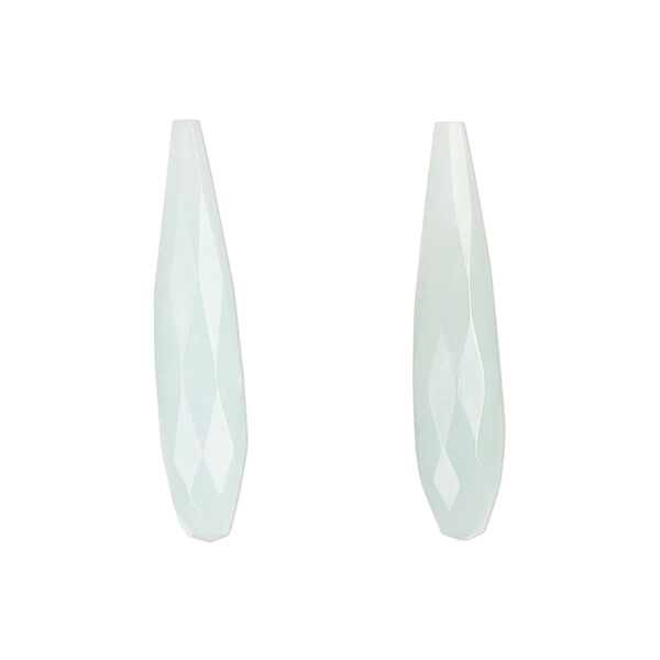 Amazonite 1pkg2, hand-cut half-drilled faceted teardrop bead natural 28x6mm image number 0