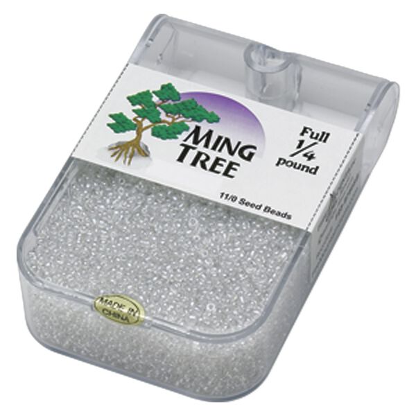 Seed bead, Ming Tree™, glass, pkg/1/4 pound, #11 round, translucent luster clear. image number 0