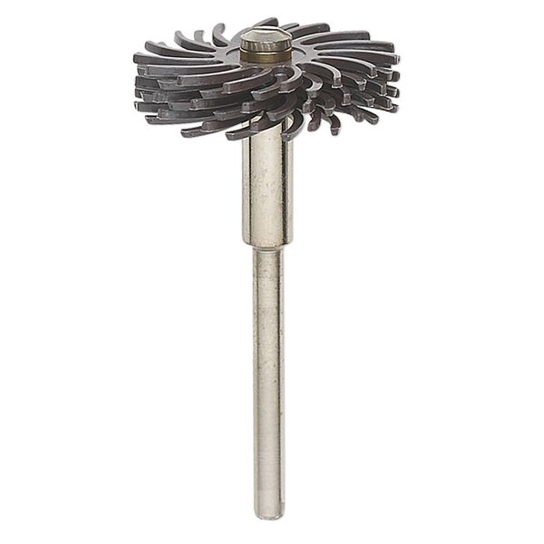 Bristle brush, 3M™ Scotch-Brite™, plastic and steel, dark grey, 36-grit bristles, 1 inch with 2 x 1/8 inch shank for Jooltool™. Sold individually. image number 0