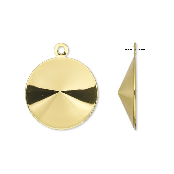 Drop, Almost Instant Jewelry®, gold-finished brass, 19mm round with 18mm rivoli setting. Sold per pkg of 10. image number 0