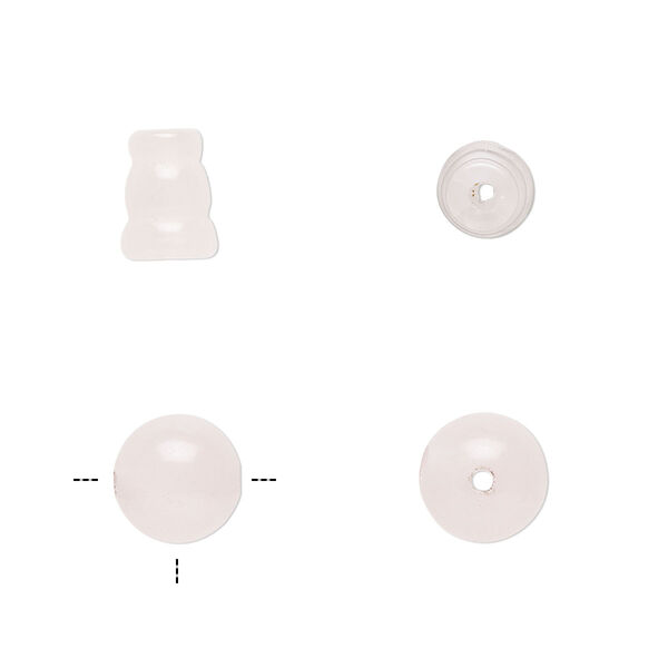 Rose quartz 2pkg2, T-drilled round / cone bead 8mm / 8x5mm-9x6mm image number 0