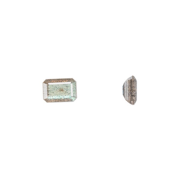Labradorite 1pkg1, hand-cut faceted emerald-cut gem natural 7x5mm image number 0