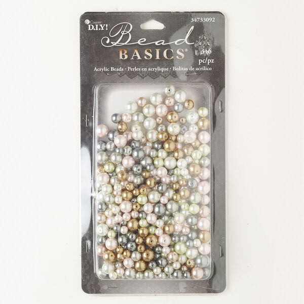 Bead mix, acrylic pearl, pkg/346, mixed colors, 6mm round. image number 0