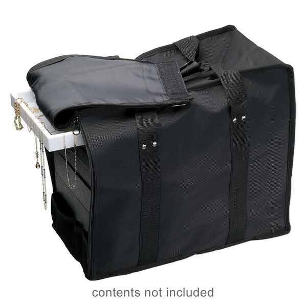 Jewelry tray carrying case, nylon / plastic / steel, black, 14 x 16 x 8-1/2 inches. Sold individually. image number 0