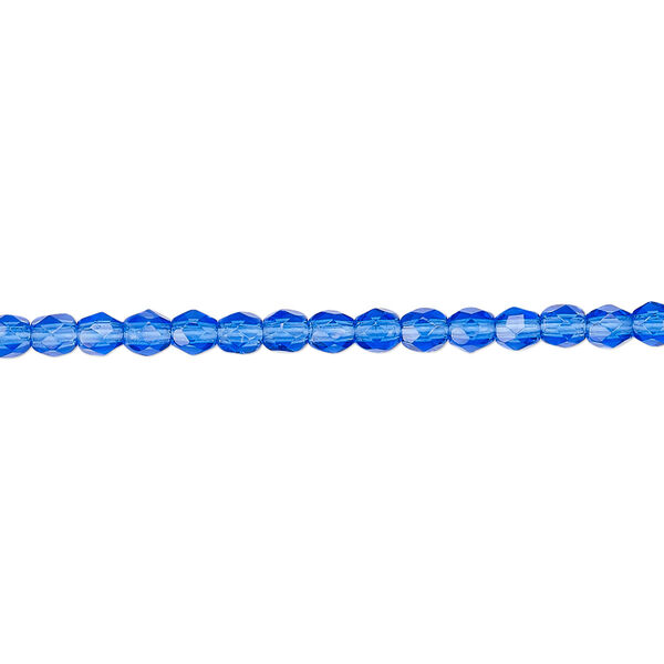 Bead, Czech fire-polished glass, light cobalt, 3mm faceted round. Sold per pkg of 1,200 (1 mass). image number 0