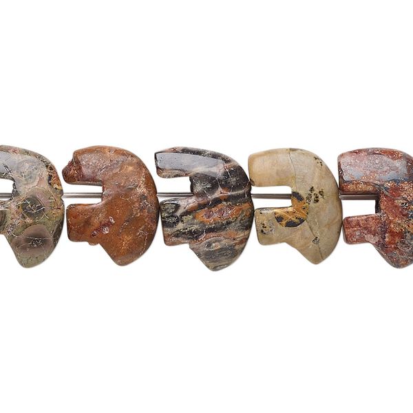 Leopardskin jasper 1pkg1, zuni-style bear bead natural 8 inch 13x10mm image number 0