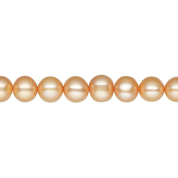 Pearl, cultured freshwater pearl (dyed), carrot, 6-7mm semi-round, C- grade, Mohs hardness 2-1/2 to 4. Sold per 15" strand, approximately 60 beads. image number 0