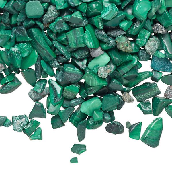 Malachite 1pkg1, undrilled tumbled polished inlay chip natural 2 oz mini image number 0