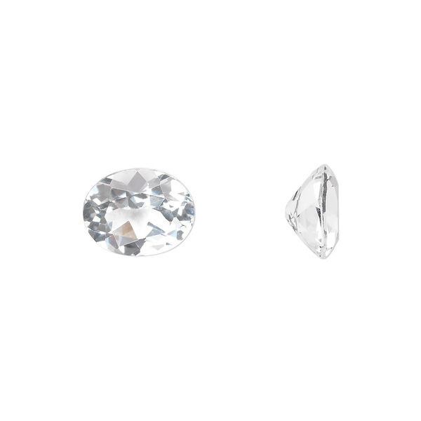 White topaz 1pkg1, hand-cut faceted oval gem natural A grade, 10x8mm image number 0