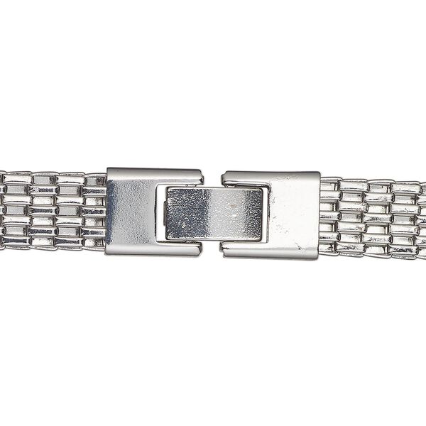 Chain, imitation rhodium-finished steel, 8.2mm woven, 18 inches with fold-over clasp Sold individually. image number 0