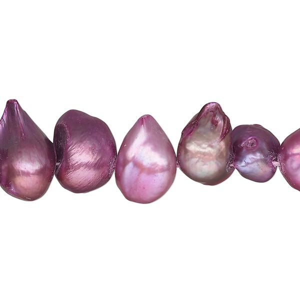 Pearl, cultured freshwater (dyed), elderberry, 12x8mm-21x11mm top-drilled baroque, D grade, Mohs hardness 2-1/2 to 4. Sold per 15" to 16" strand. image number 0