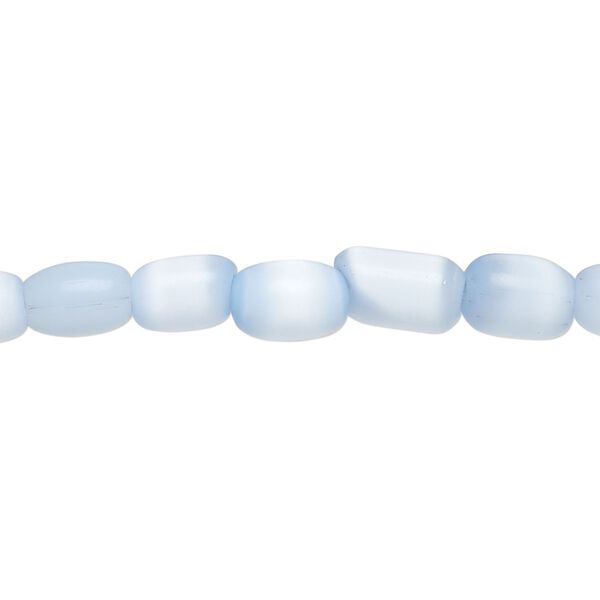 Bead, fiber optic glass, pkg/14 inch, opaque pale blue, 9x6mm center-drilled oval. image number 0