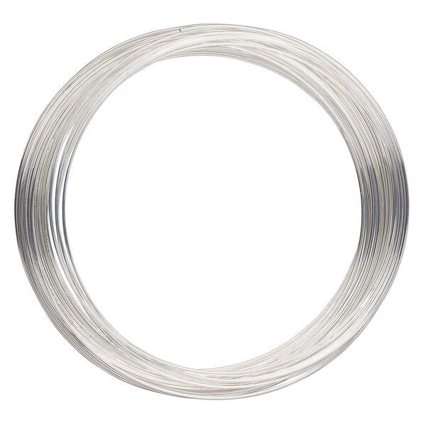 Memory wire, Beadalon®, silver-plated carbon steel, 2-3/4-inch round bracelet, 0.65mm thick. Sold per 1-ounce pkg, approximately 56 loops. image number 0
