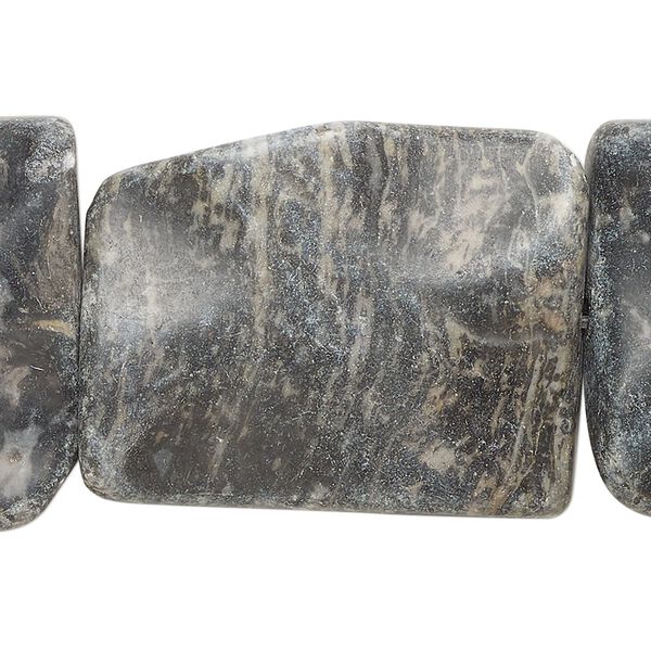Black / white marble 1pkg1, wavy rectangle bead natural 15 inch 33x26mm-34x27mm image number 0