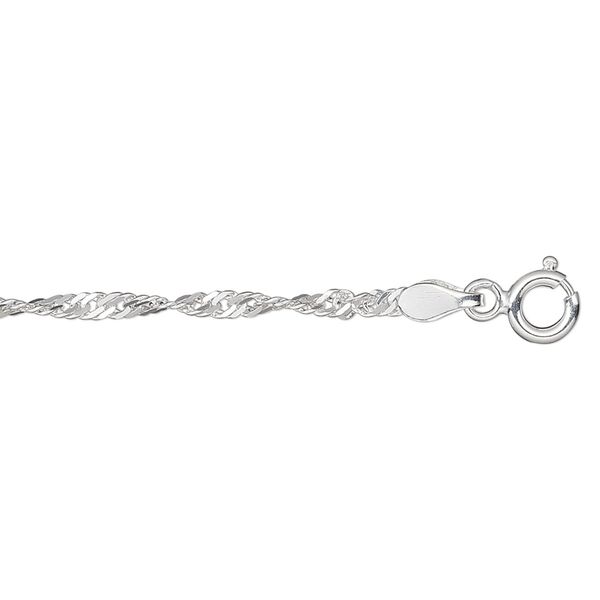 Chain, sterling silver, 2.3mm twisted Singapore, 20 inches. Sold individually. image number 0