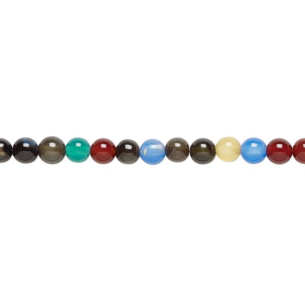 Agate 1pkg1, round bead 15.5-16 inch 4mm image number 0