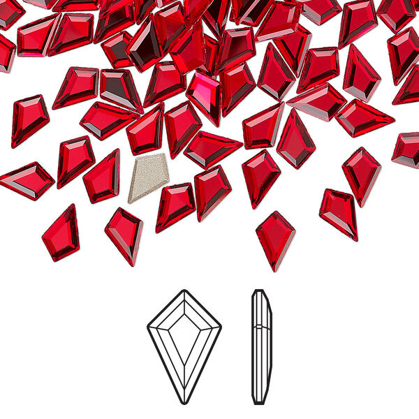 Flat back 288pk light Siam foil back, Swarovski® 6.4x4.2mm kite 2771 image number 0