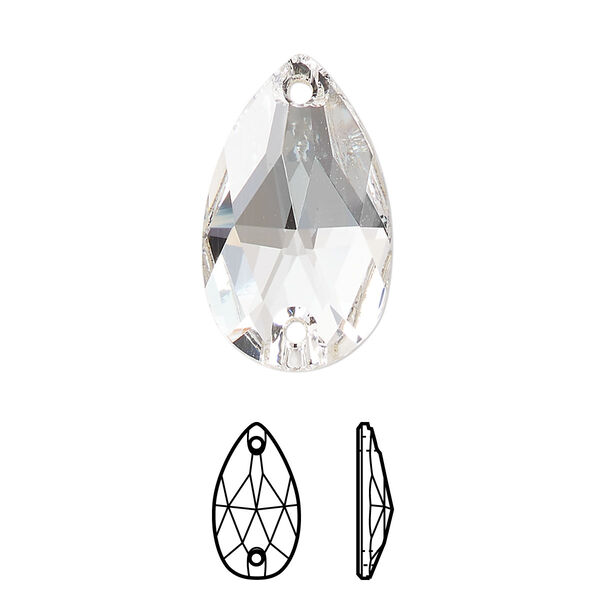 Sew-on 36pk crystal foil back, Swarovski® 23x13.8mm pear 3230 image number 0