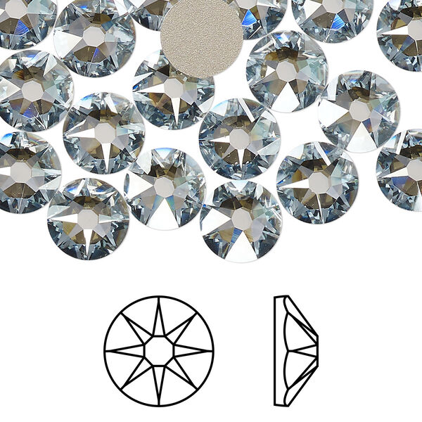 Flat back 144pk crystal blue shade foil back, Swarovski® 8.412-8.672mm rose round SS40 2088 image number 0