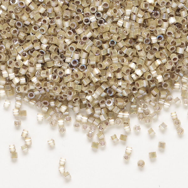 Seed bead, Delica®, glass, pkg/50g, #11 round, opaque silk satin silver-lined smoky quartz (DB-0680). image number 0