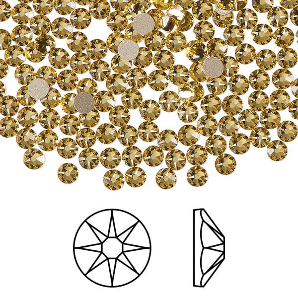 Flat back 144pk dark jonquil foil back, Crystal Passions® Regenerated 3-3.2mm rose round SS12 2088 image number 0