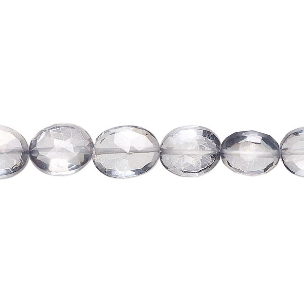 Quartz crystal 1pkg1, hand-cut faceted puffed oval bead 7 inch 8x7mm-11x8mm image number 0