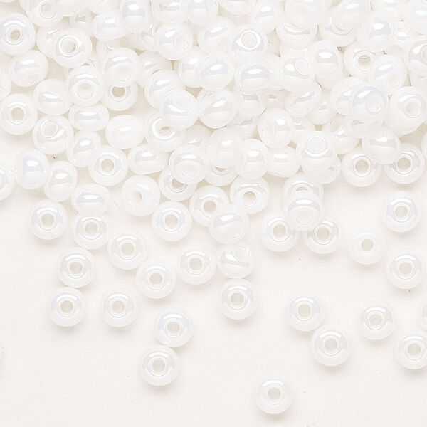 Seed bead, Preciosa Ornela Czech glass, pkg/500g, #6 rocaille, opaque luster chalkwhite, (46102). image number 0