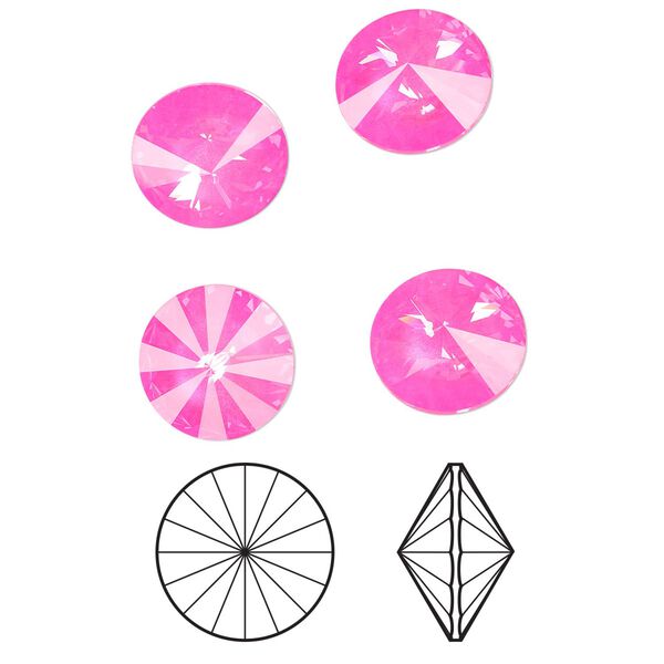 Chaton 4pk crystal electric pink ignite LacquerPRO, Crystal Passions® 14mm rivoli 1122 image number 0