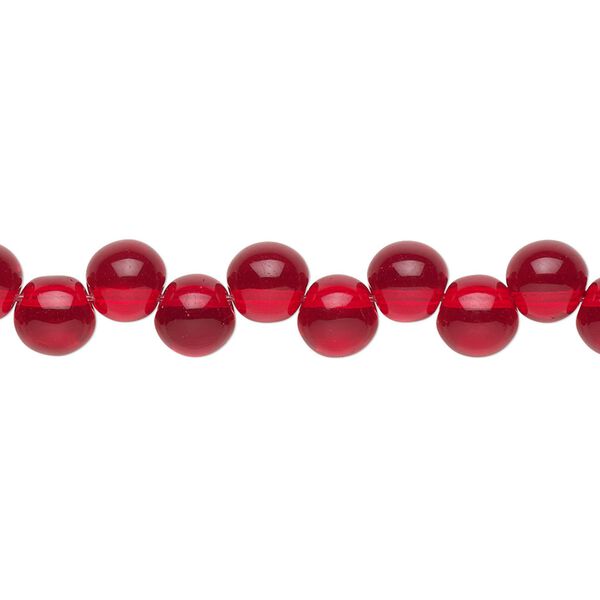 Bead, Preciosa, Czech pressed glass druk, transparent red, 6mm top-drilled round. Sold per pkg of 30. image number 0