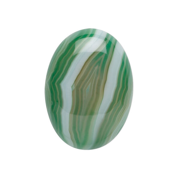 Striped green agate 1pkg1, calibrated oval cab 30x22mm image number 0