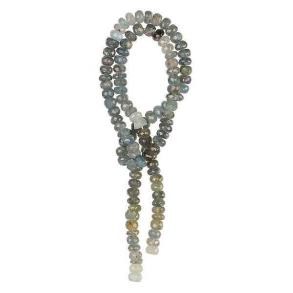Moss aquamarine 1pkg1, hand-cut faceted rondelle bead shaded 14 inch 5x2mm-6x4mm image number 0