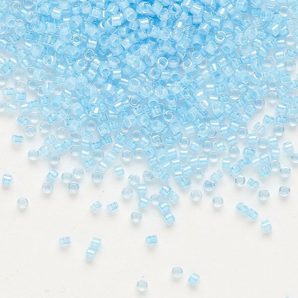 Seed bead, Delica®, glass, pkg/250g, #11 round, translucent luminous inside dyed color blue (DB-2039). image number 0
