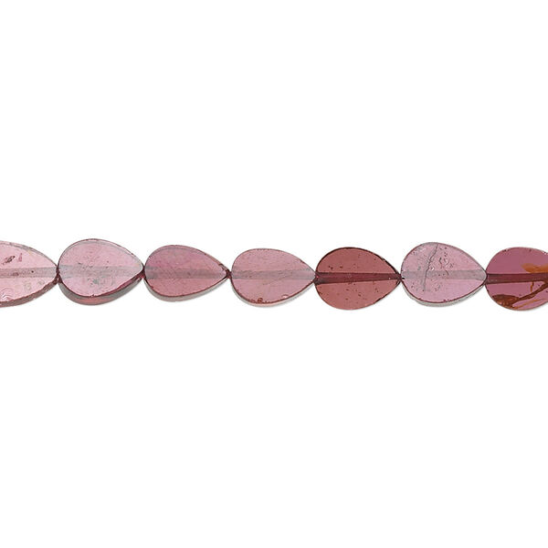 Bead, garnet (dyed), 7x5mm-8x6mm hand-cut flat teardrop, B grade, Mohs hardness 7 to 7-1/2. Sold per 16-inch strand. image number 0