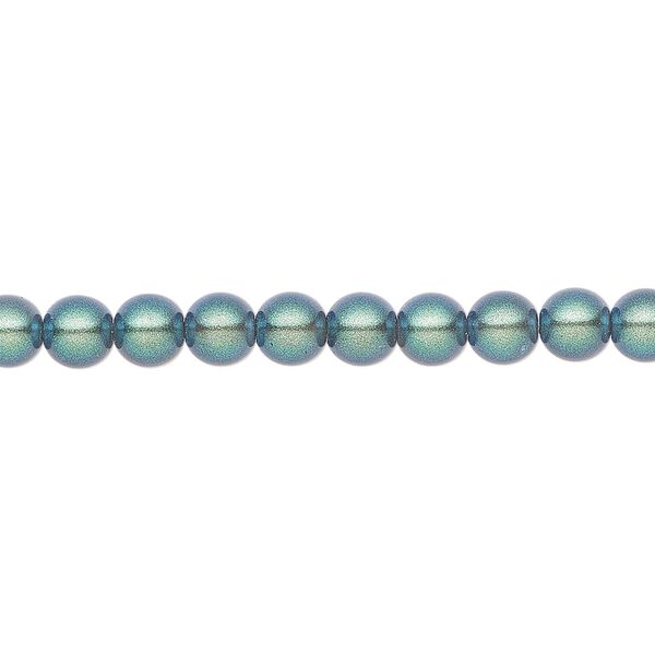 Pearl 500pk pearlescent peacock green, Preciosa Czech crystal 5mm round image number 0