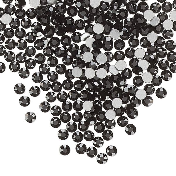 Flat back, Dance With Me™ crystal rhinestone, jet, foil back, 2.7-2.9mm rose, SS10. Sold per pkg of 144 (1 gross). image number 0