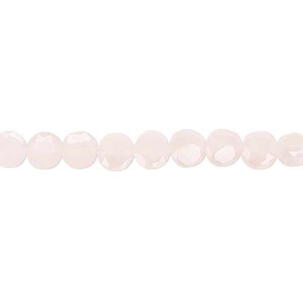 Rose quartz 1pkg1, faceted flat round bead natural 15.5-16 inch 5mm image number 0